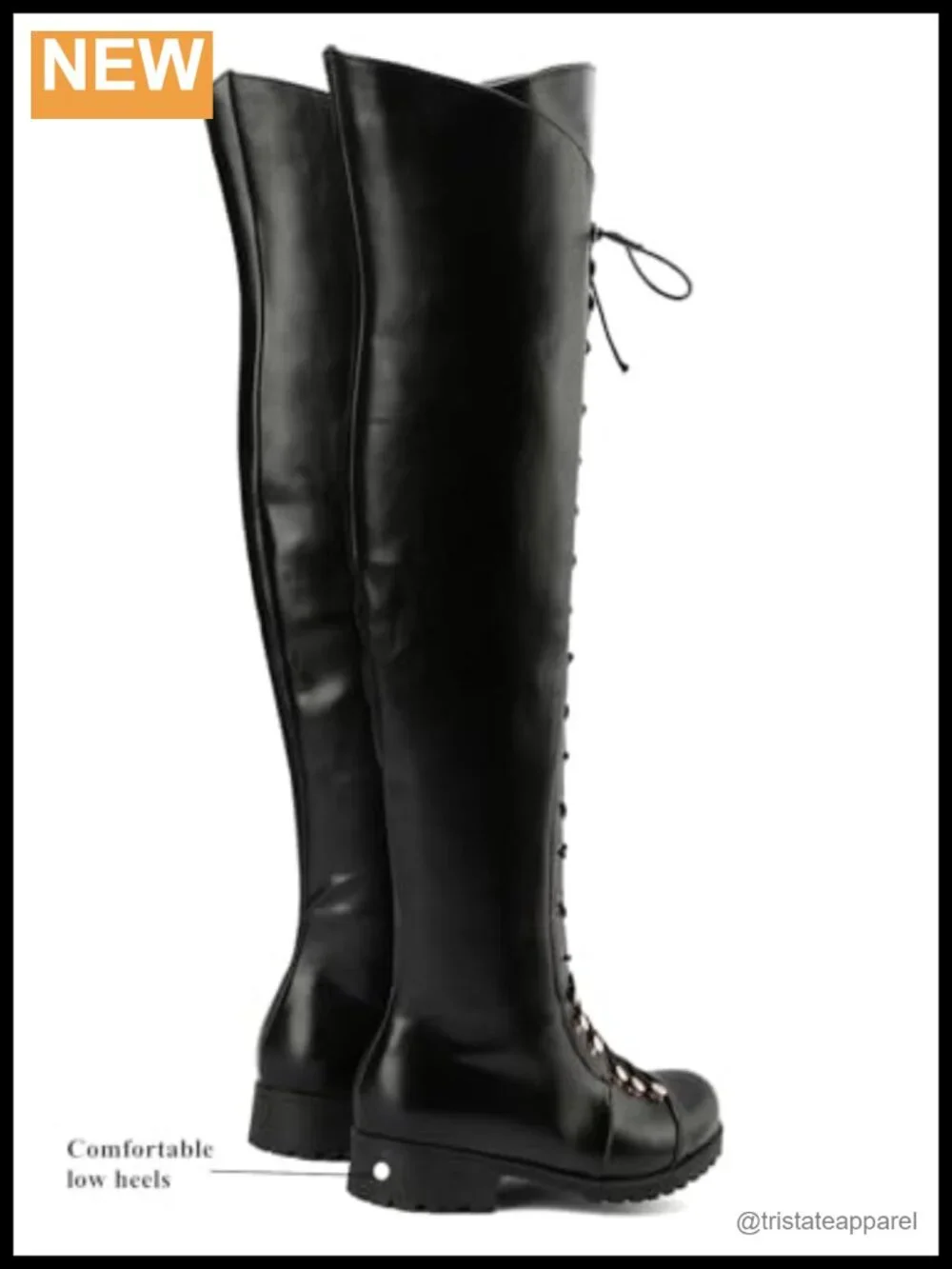 Over the Knee Boots Square Toe Thigh High Boots Low Heel Faux Leather